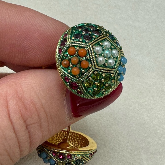 Gorgeous Vintage French Designer Earrings D'ORLAN -Micro beads & Stones - Picture 9 of 16